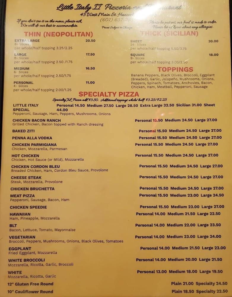 Little Italy II Menu image 1